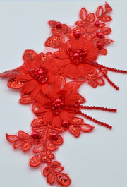 Aplicatie Broderie Cu Margele 30x14cm, Rosu