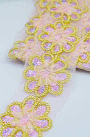 Pasmanterie Cu Paiete Pe Tull 6.50cm, Roz