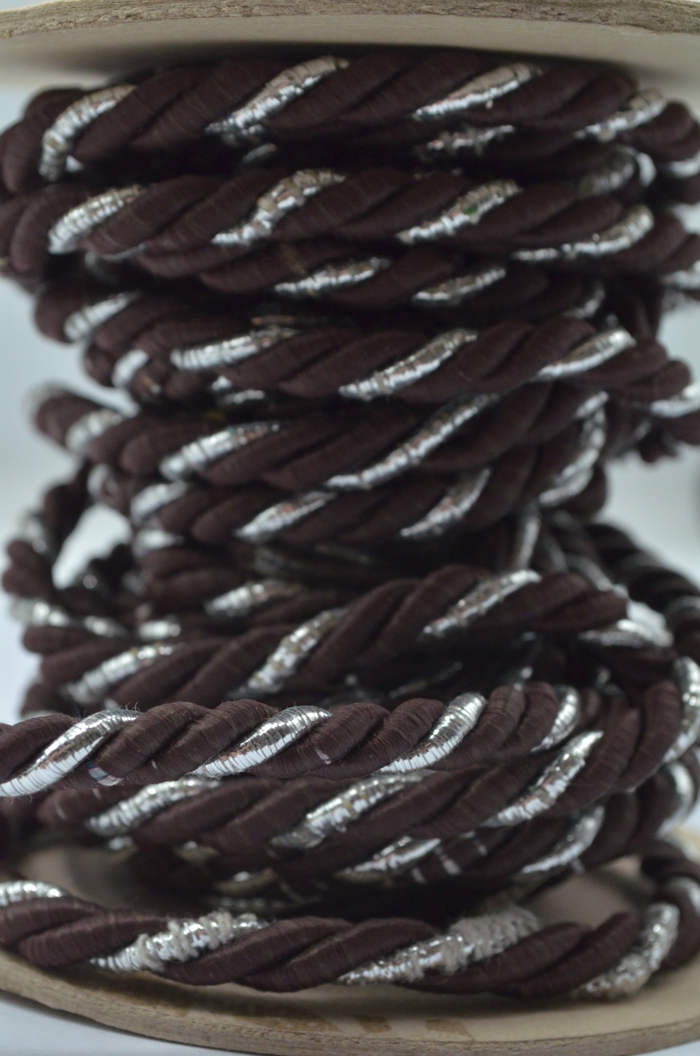 Snur Rasucit 7mm, Maro cu Argintiu
