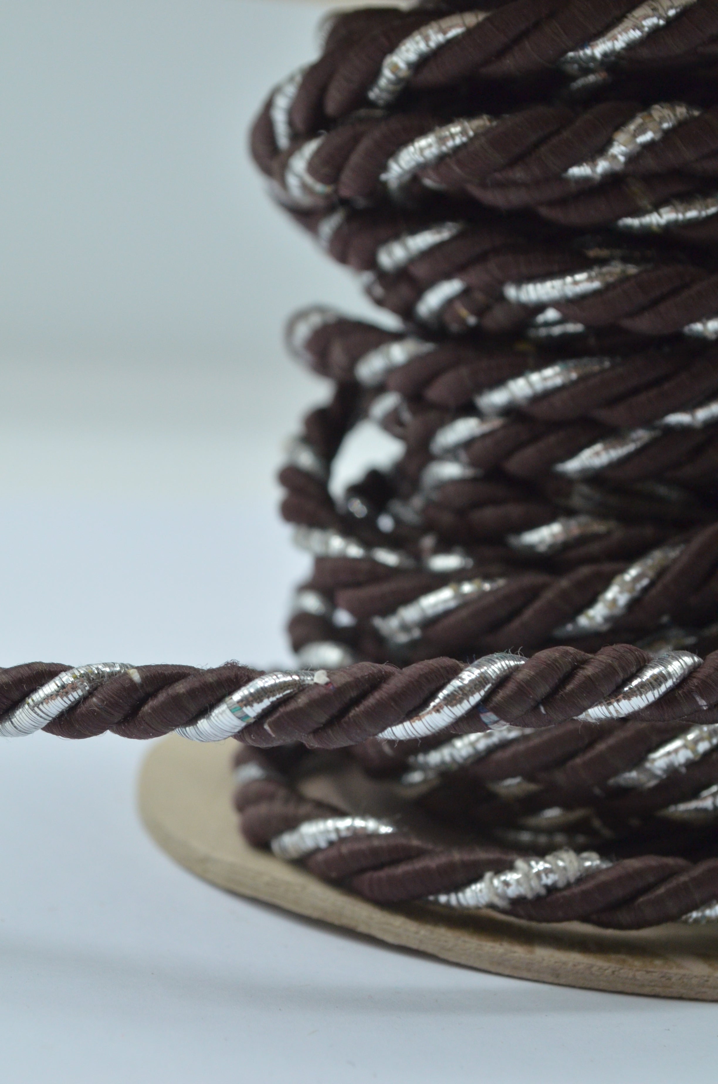 Snur Rasucit 7mm, Maro cu Argintiu