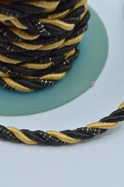 Snur Rasucit 6mm, Negru cu Bej