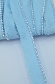 Paspoal de bumbac cu perle 15mm, Bleu