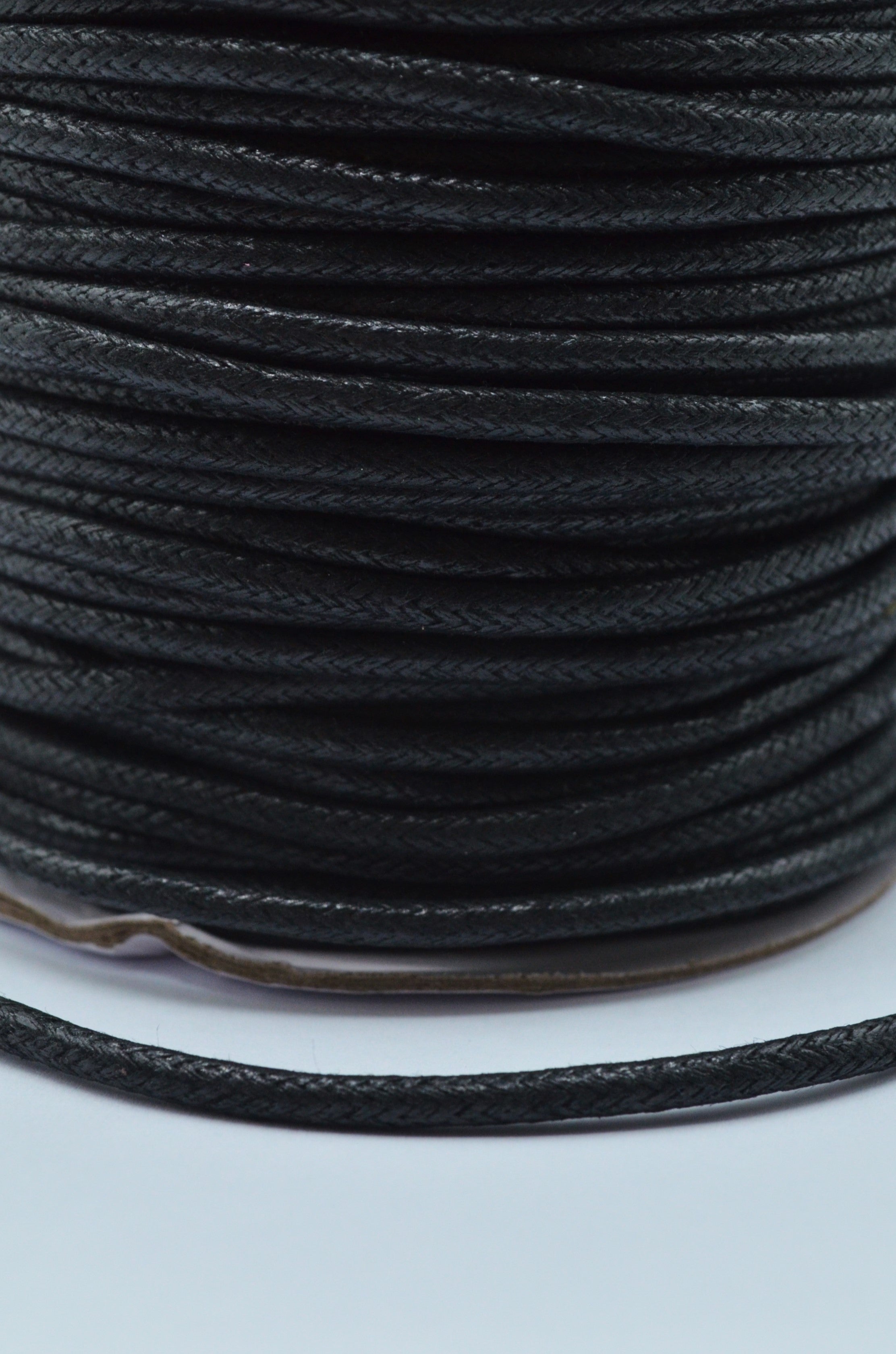 Snur de bumbac cerat, 3mm - Negru