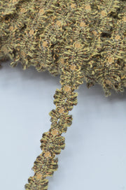 Dantela De Bumbac 1.50cm, Kaki cu fir lurex