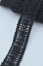 Dantela De Bumbac Elastica 3cm - Negru