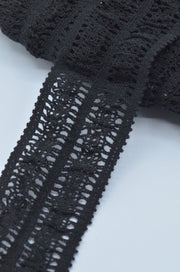 Dantela De Bumbac Elastica 5.50cm - Negru