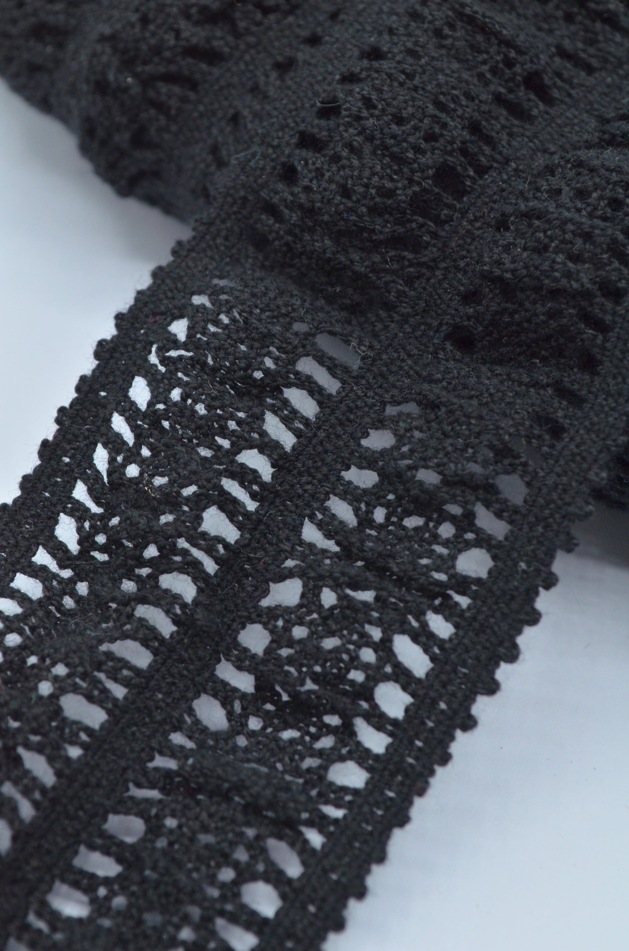 Dantela De Bumbac Elastica 5.50cm - Negru