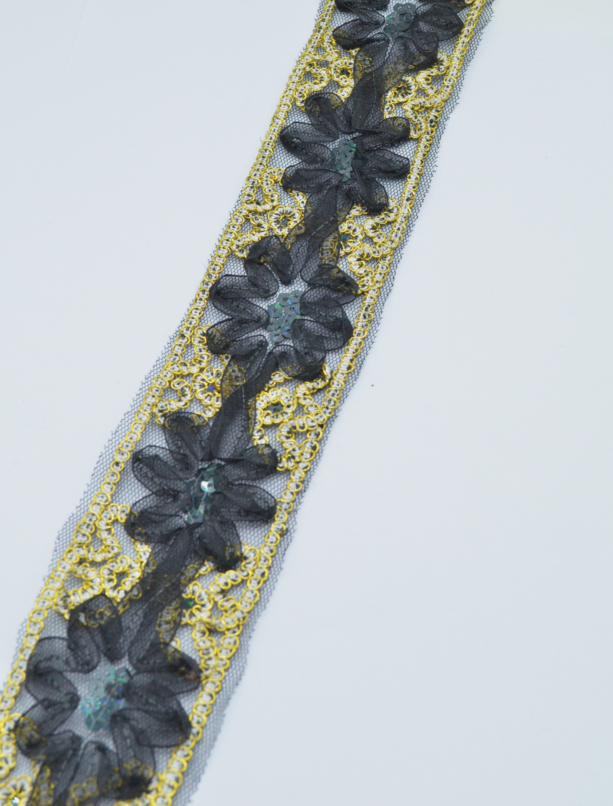 Pasmanterie Cu Paiete Pe Tull 5.50cm, Negru