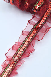 Pasmanterie Organza Si Paiete 3cm, Grena