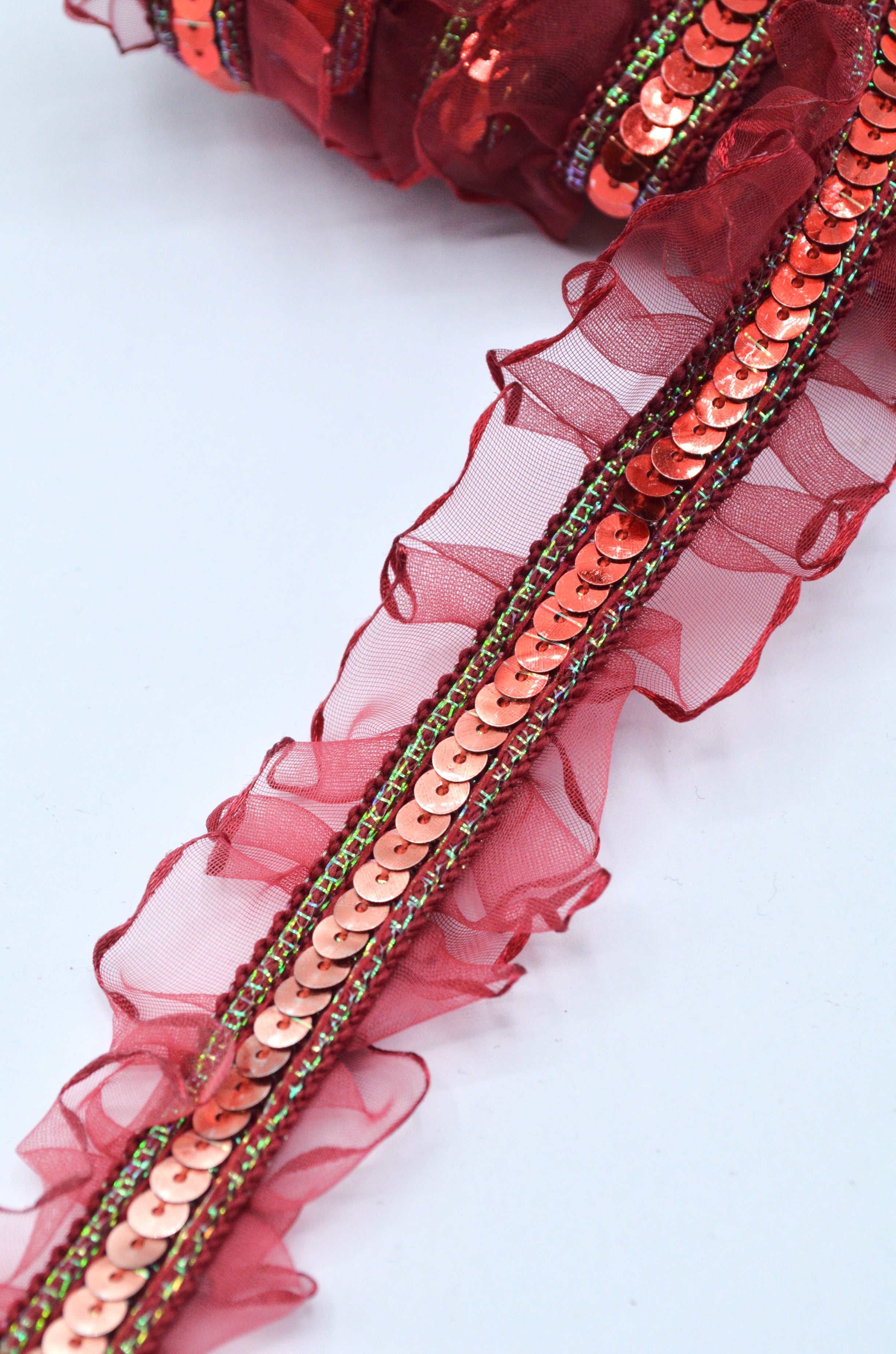 Pasmanterie Organza Si Paiete 3cm, Grena