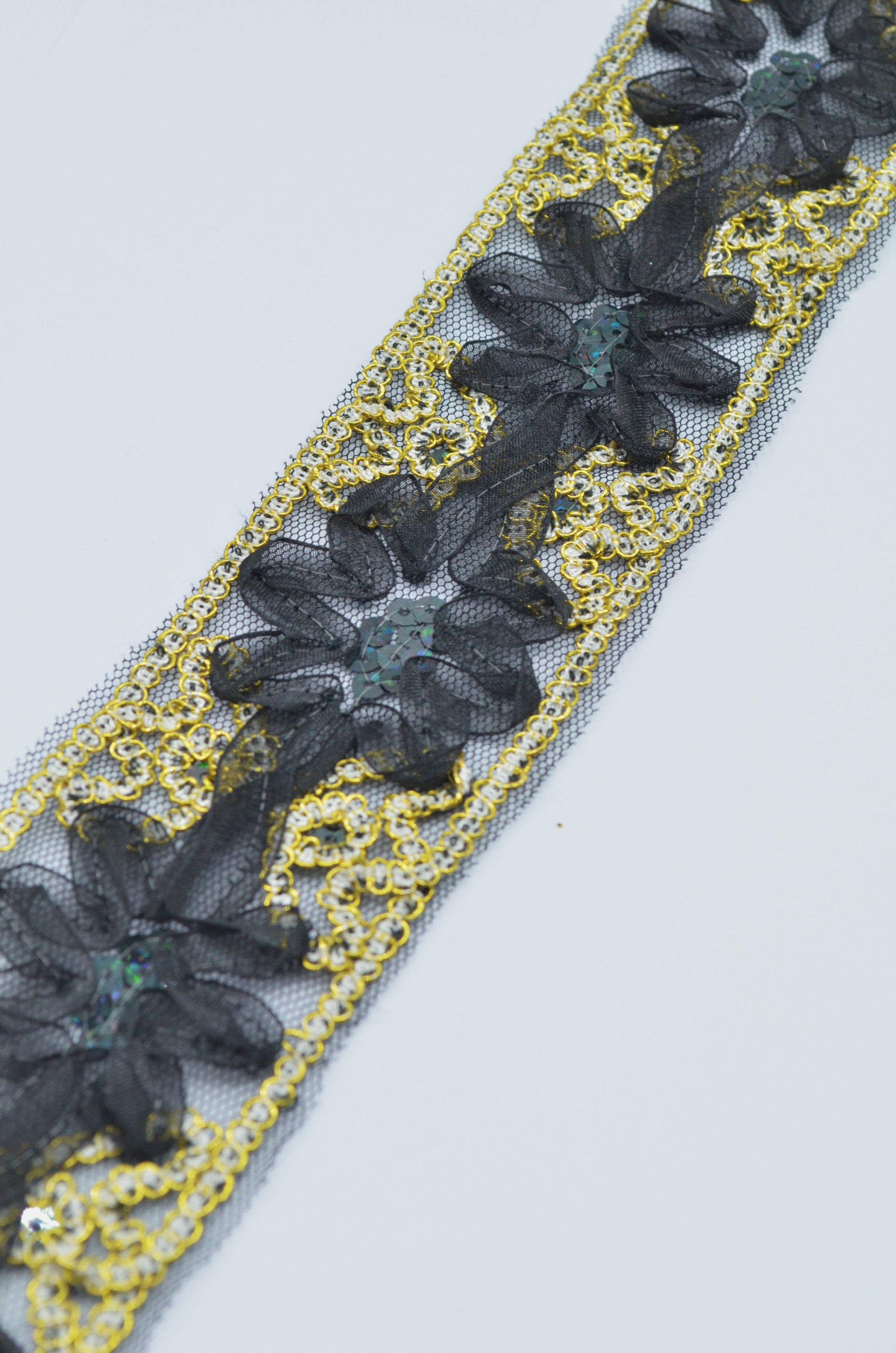 Pasmanterie Cu Paiete Pe Tull 5.50cm, Negru