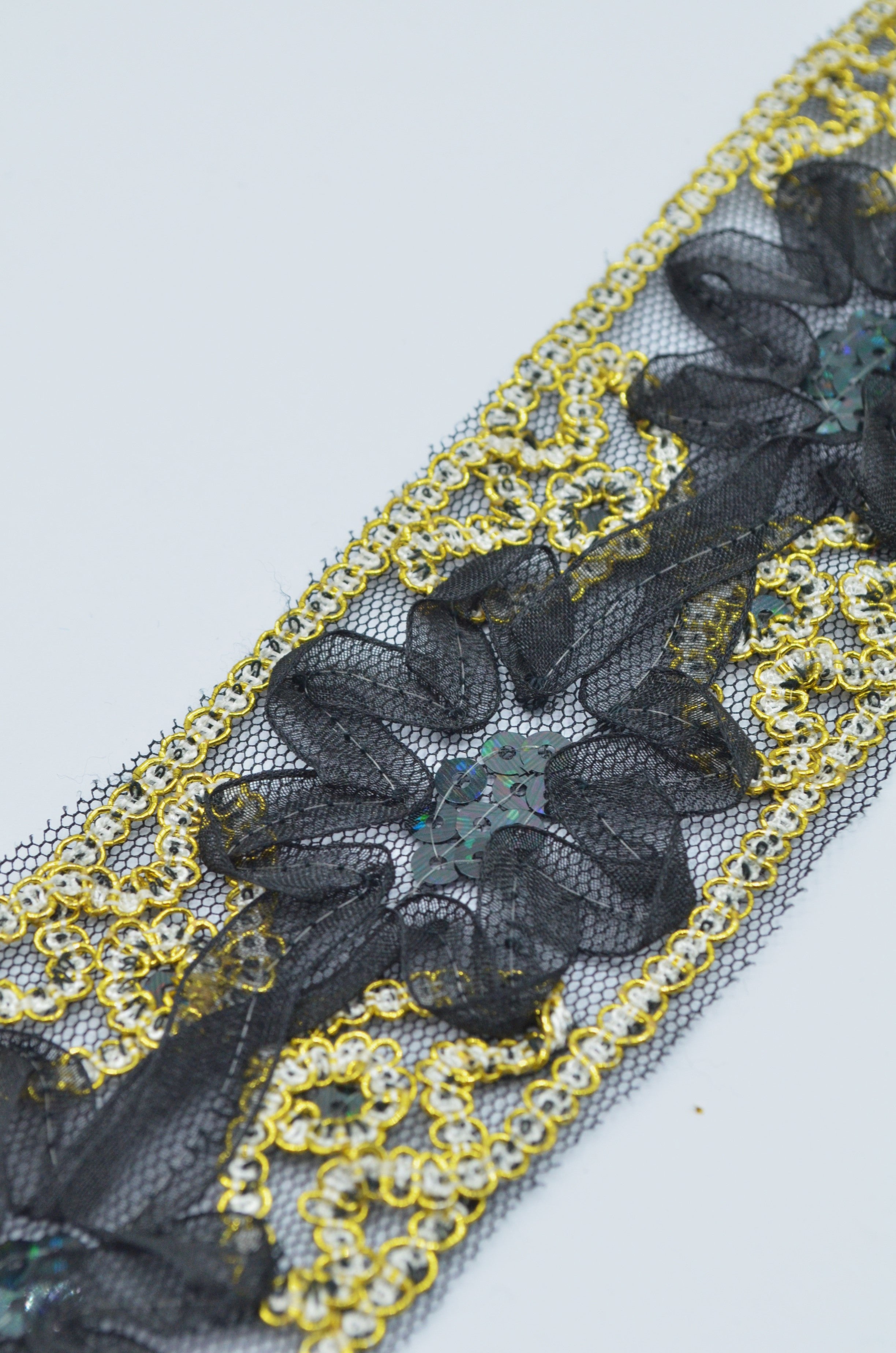 Pasmanterie Cu Paiete Pe Tull 5.50cm, Negru