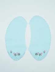 Guler Din Bumbac Brodat Turcoaz, 24x11cm