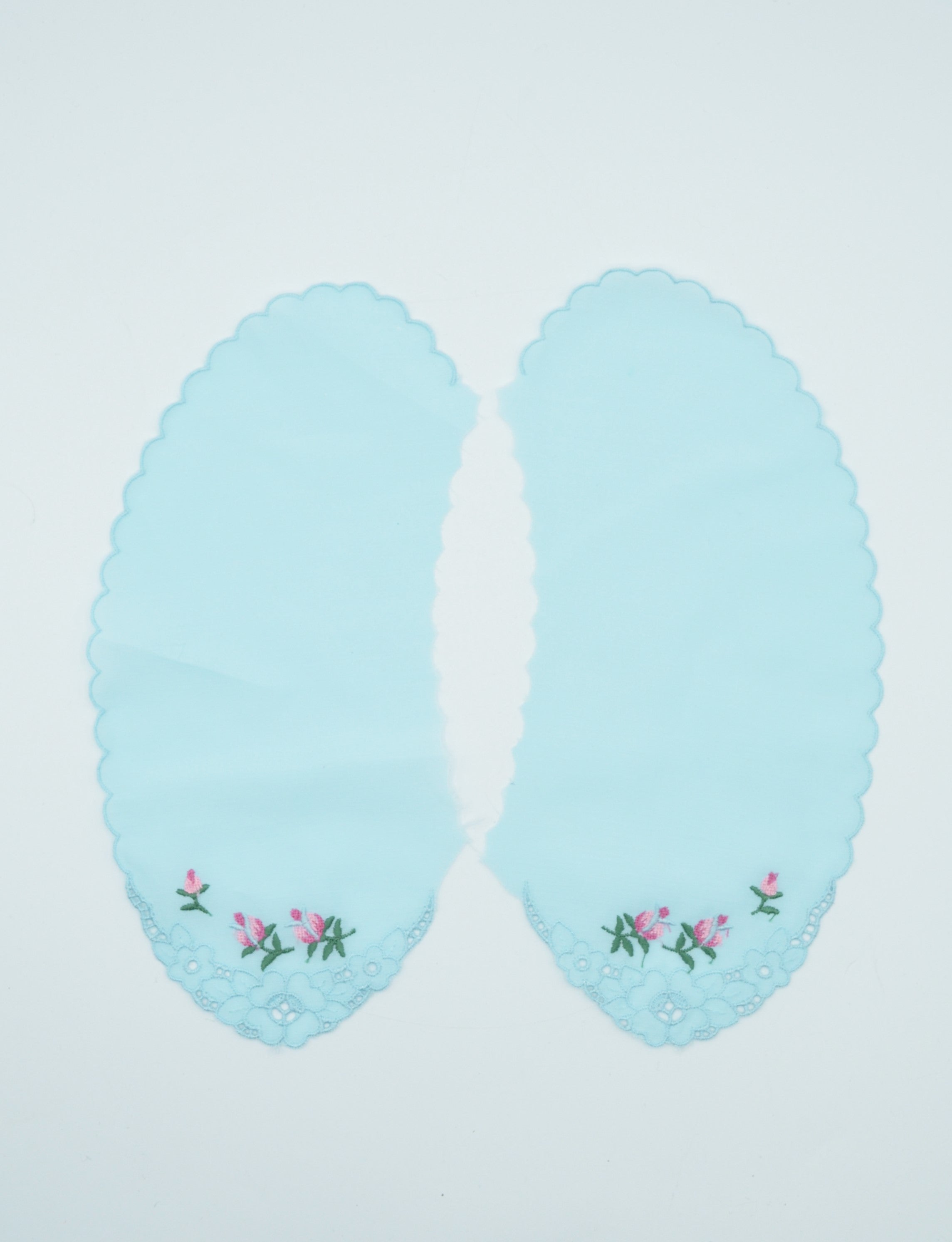 Guler Din Bumbac Brodat Turcoaz, 24x11cm