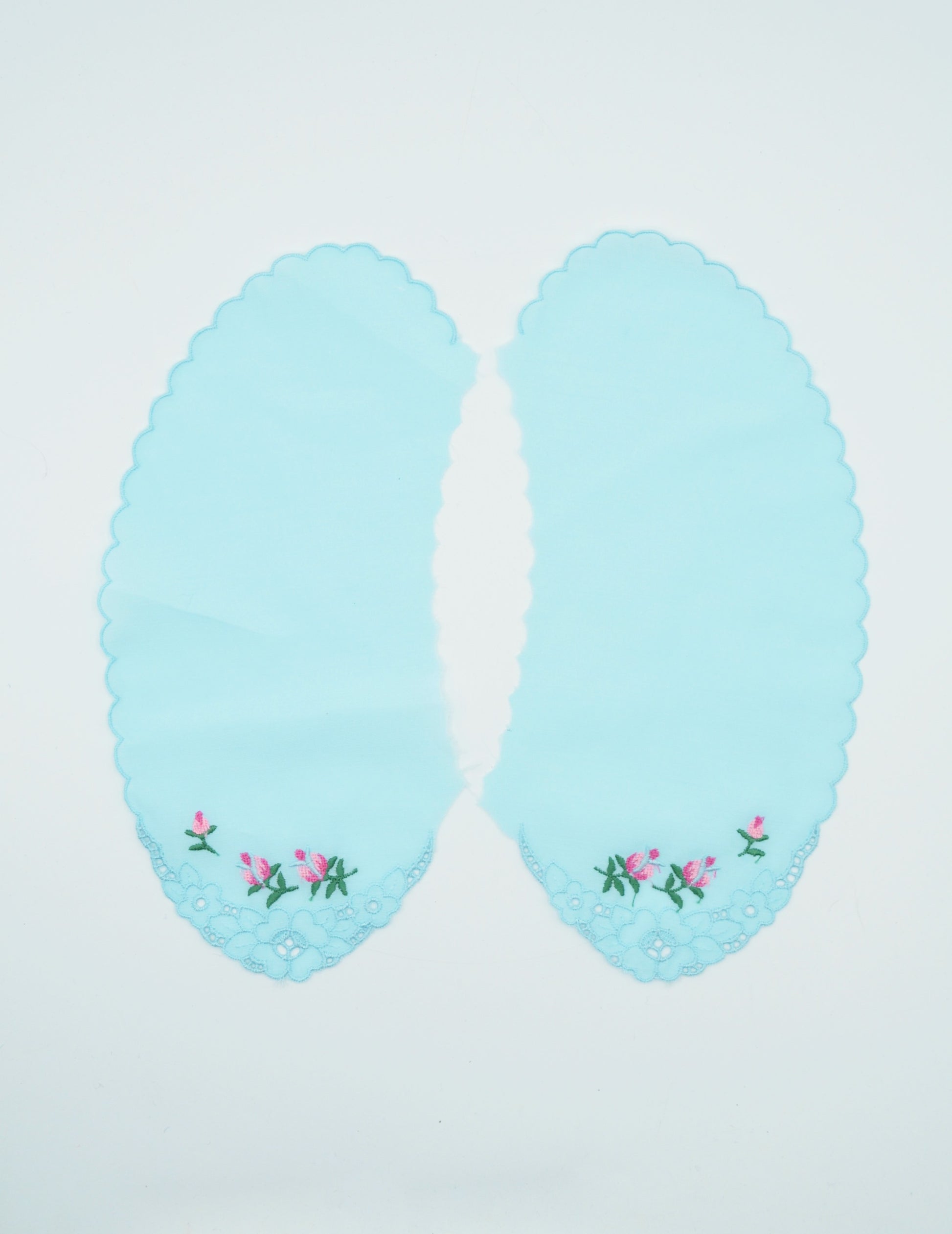 Guler Din Bumbac Brodat Turcoaz, 24x11cm