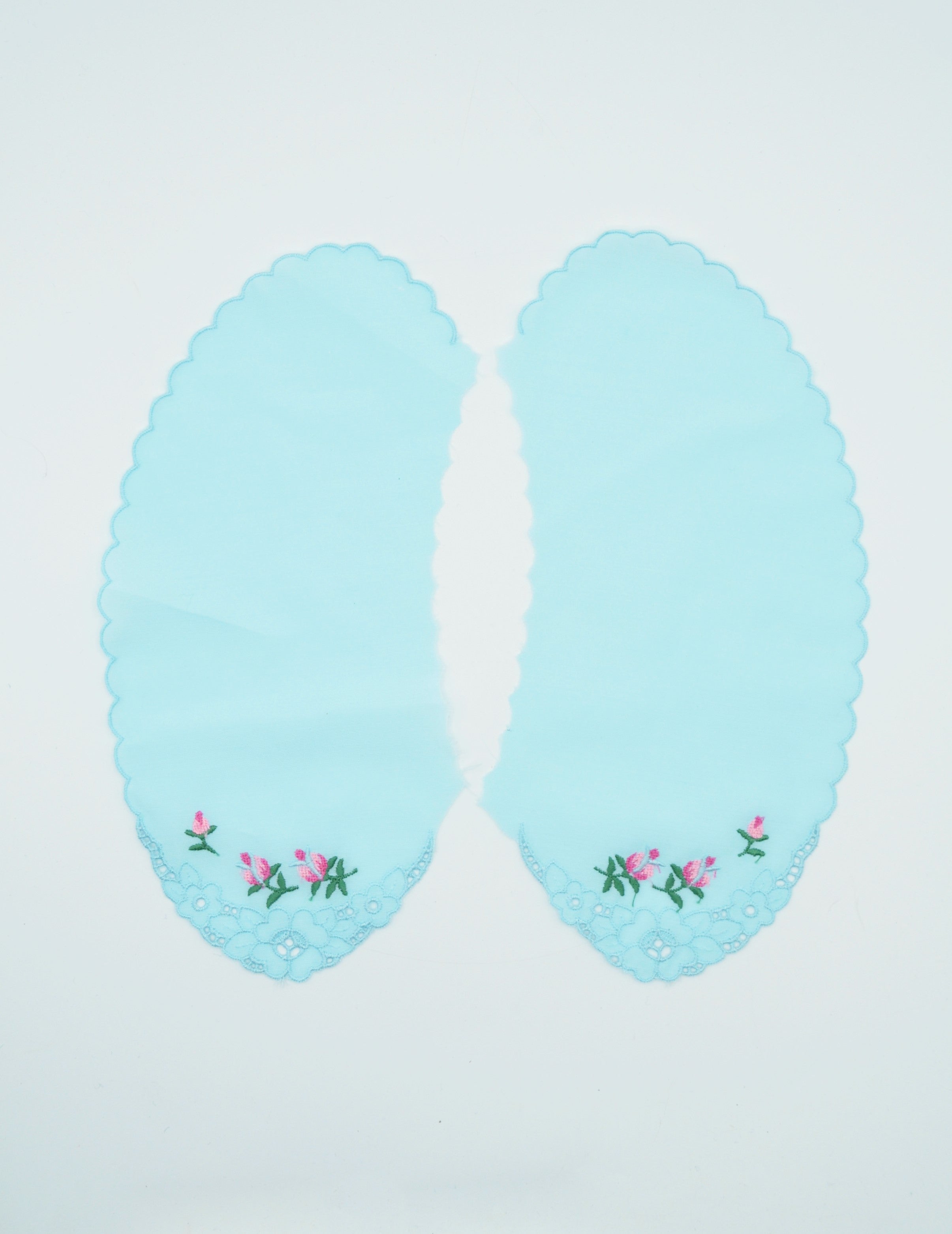Guler Din Bumbac Brodat Turcoaz, 24x11cm