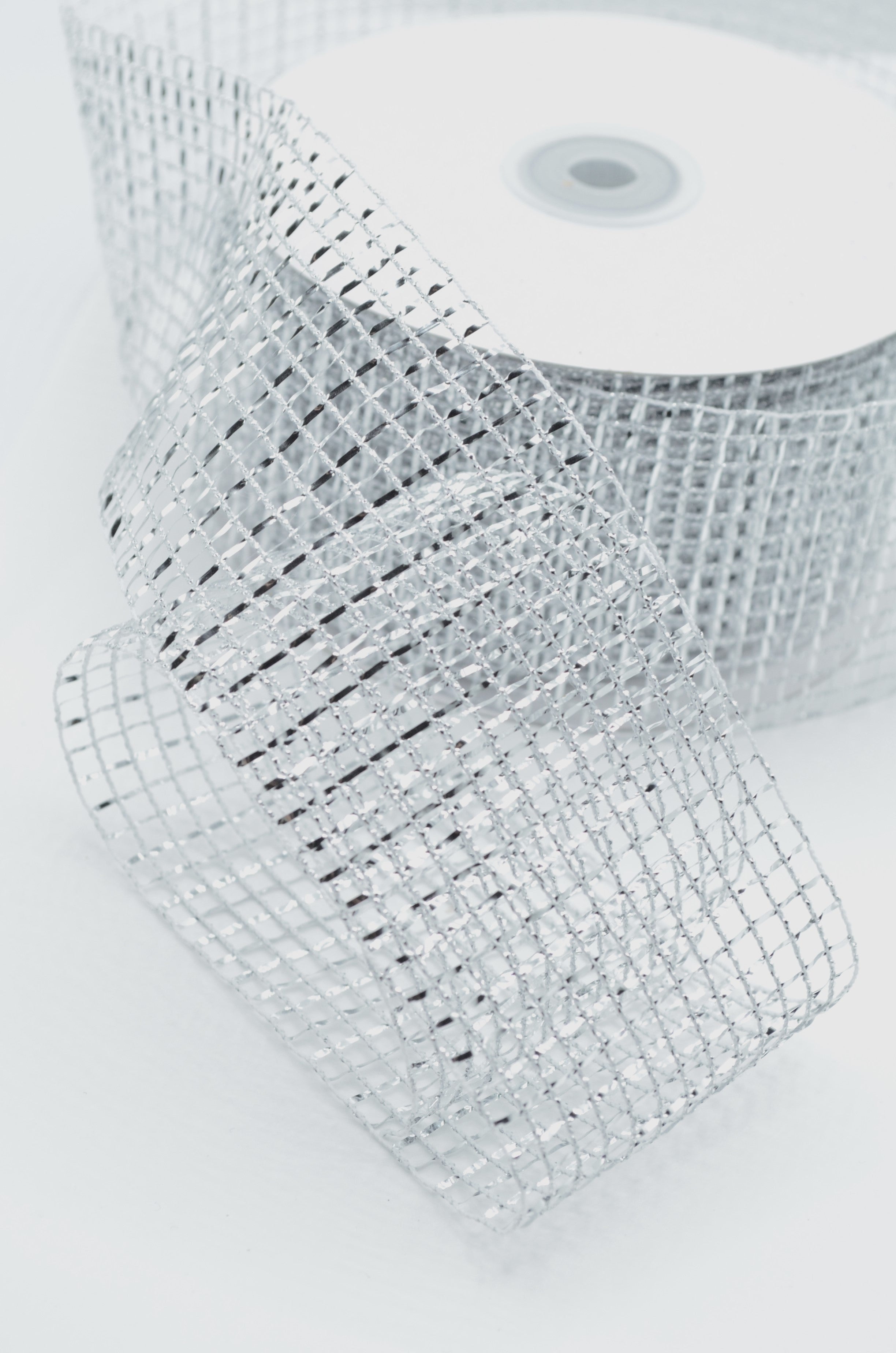 Panglica Plasa Cu Lurex 6.30cm, Argintiu
