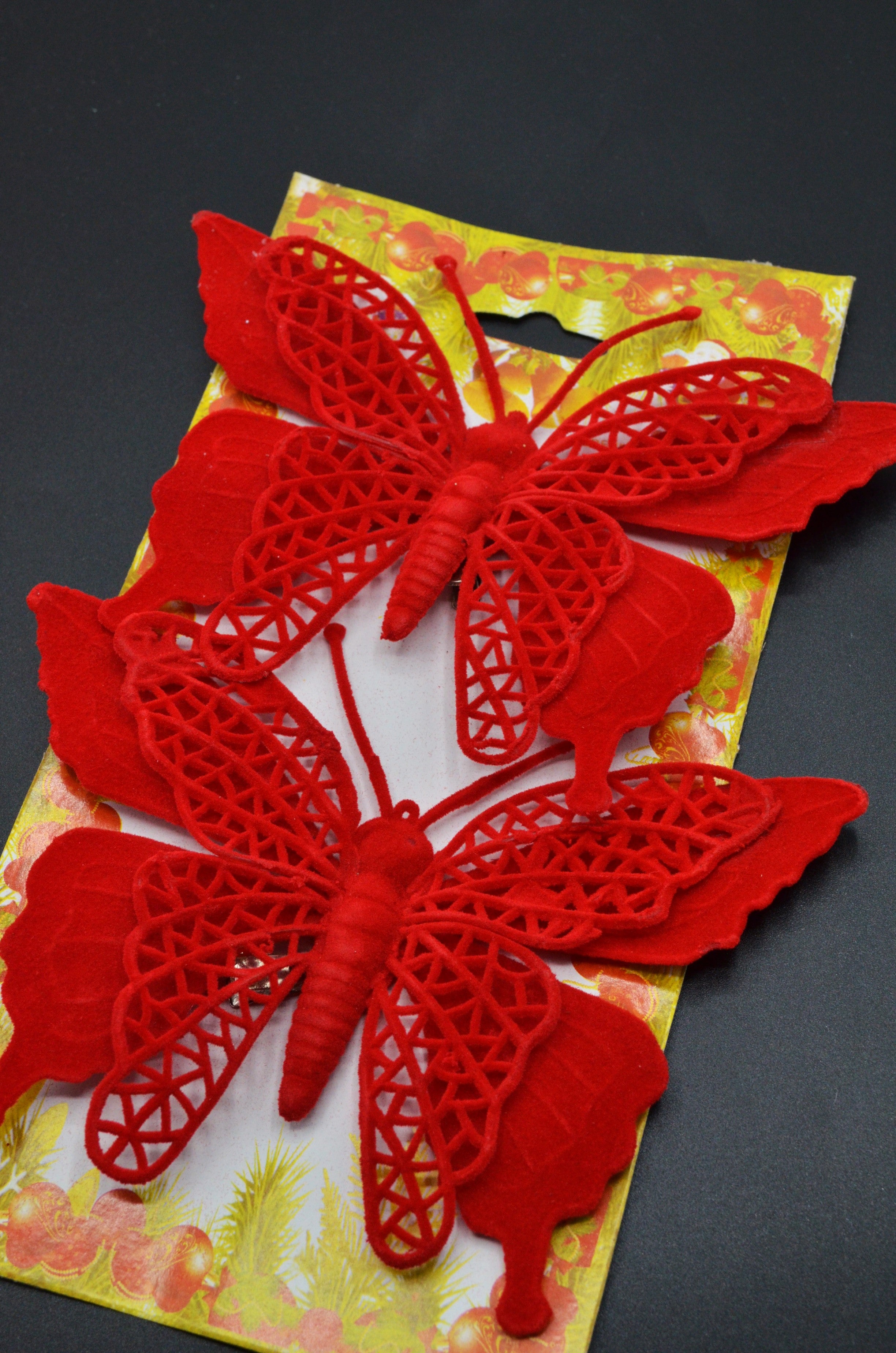 Fluturi Din Catifea Cu Clips, 16x11cm (2buc/pachet)