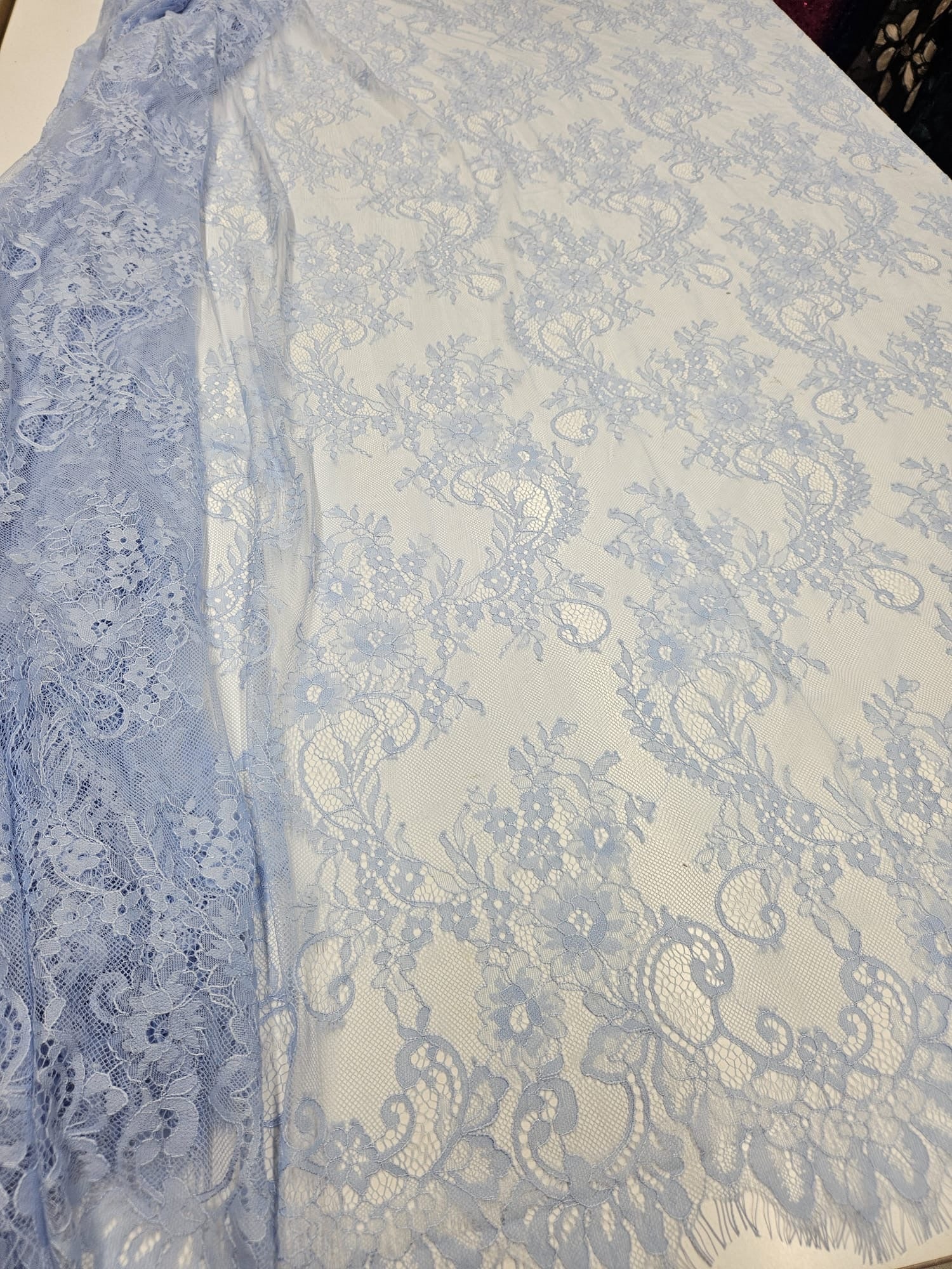 Dantela Tip Chantilly Bleu - preț pe metru