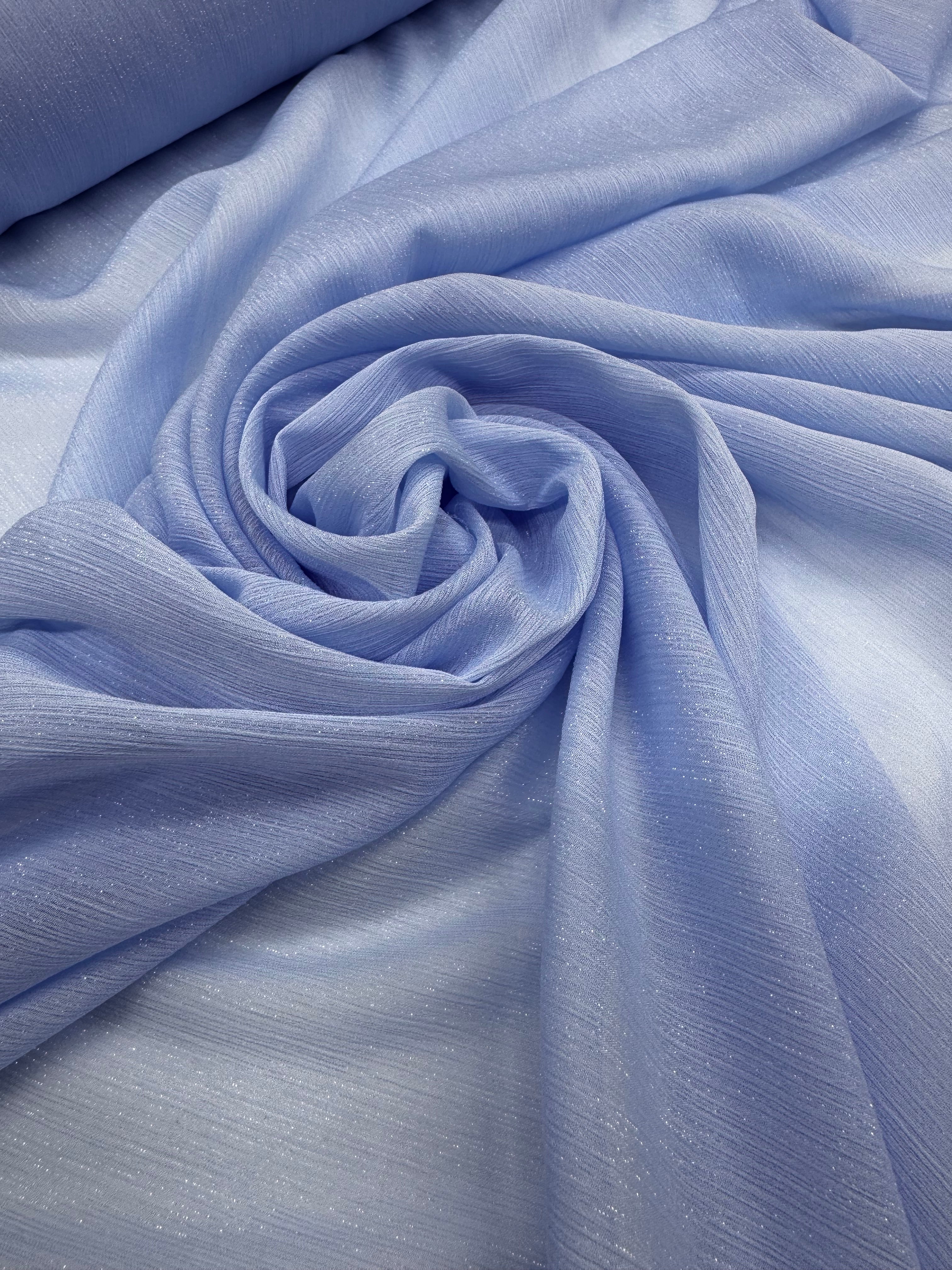 Voal Creponat Cu Fir Lame, Bleu