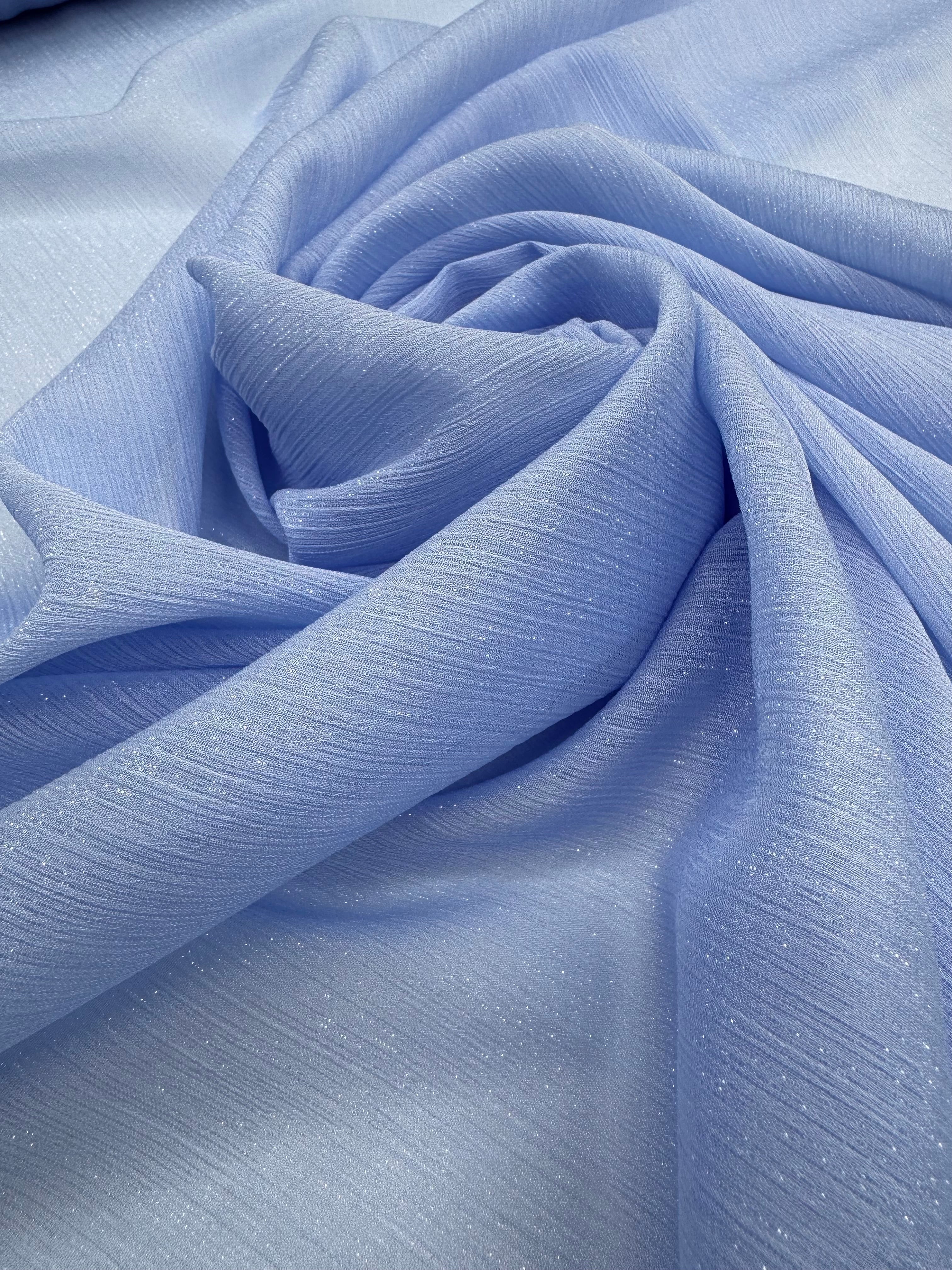 Voal Creponat Cu Fir Lame, Bleu