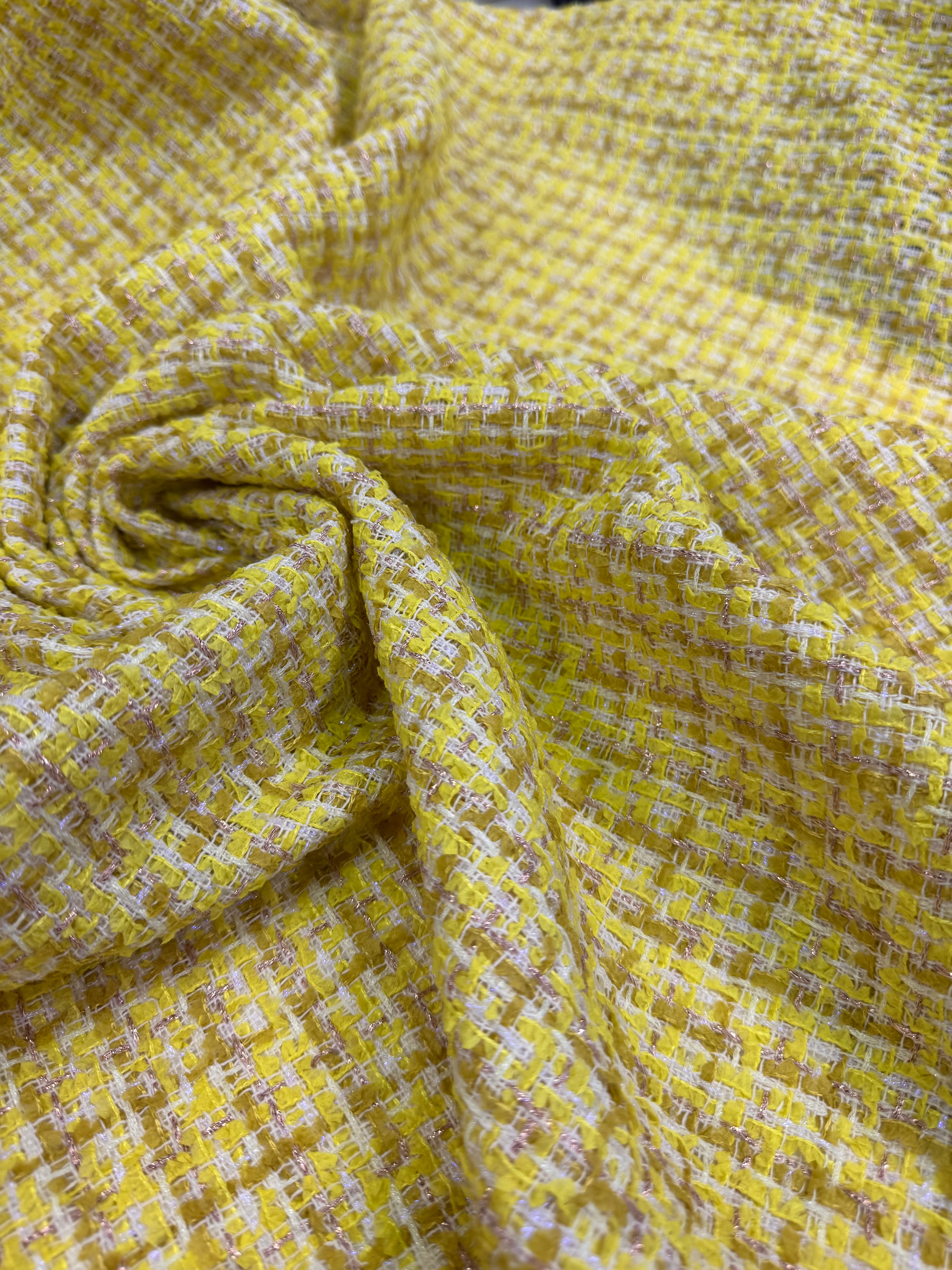 Stofă Tweed cu fir lurex auriu