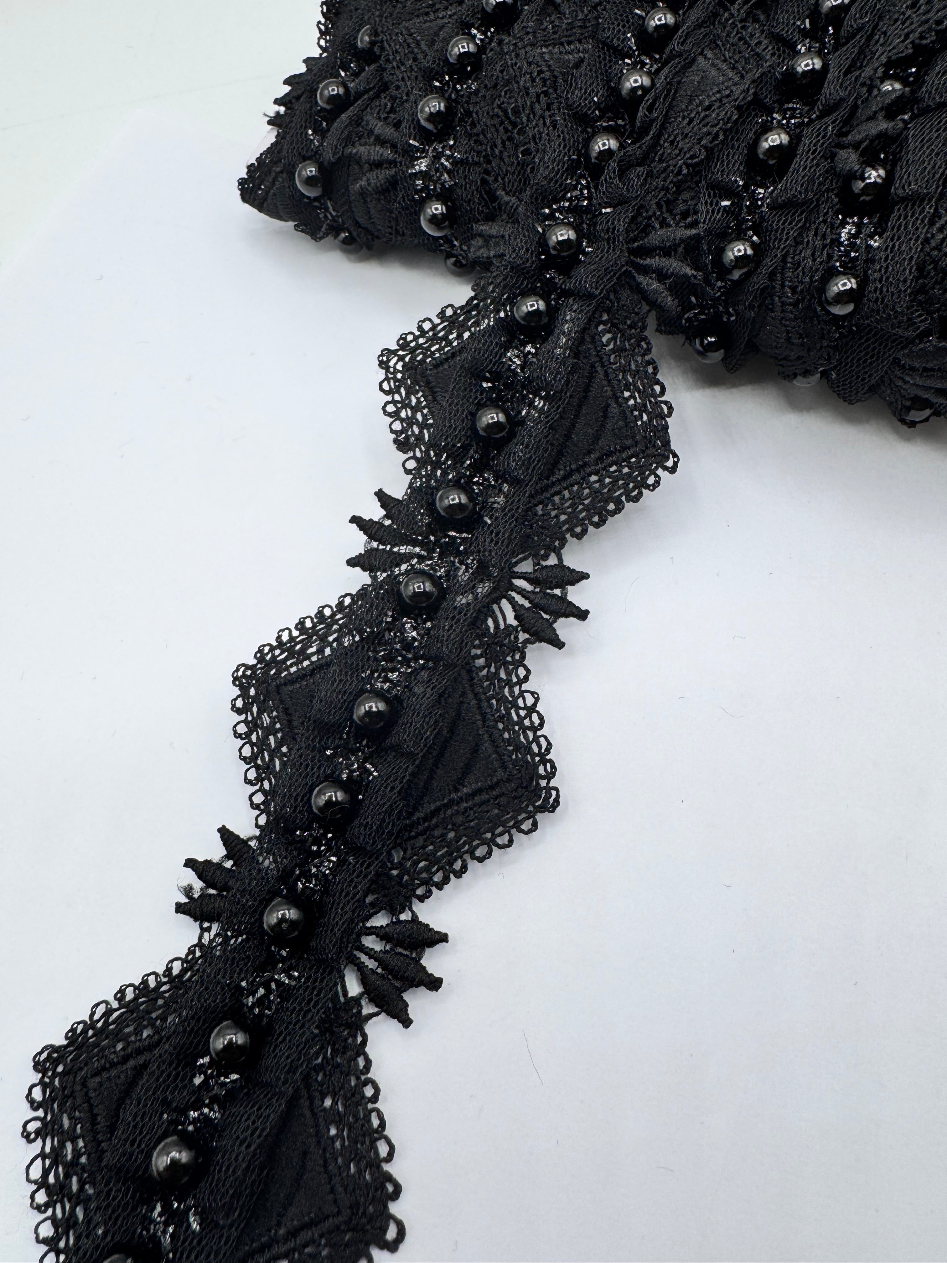 Pasmanterie Cu Margele 5cm - Negru