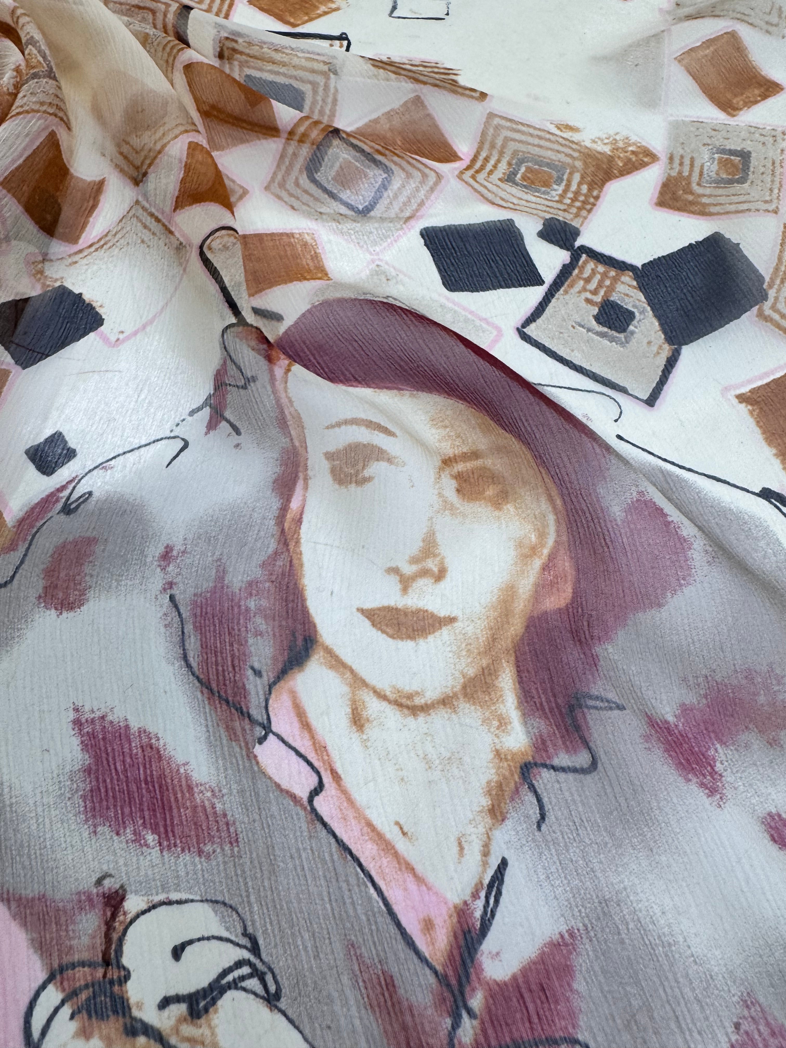 Voal Imprimat De Matase Naturala