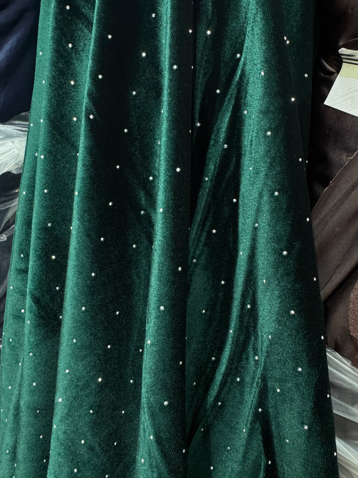 Catifea Elastica Cu Picatele Argintii, Verde