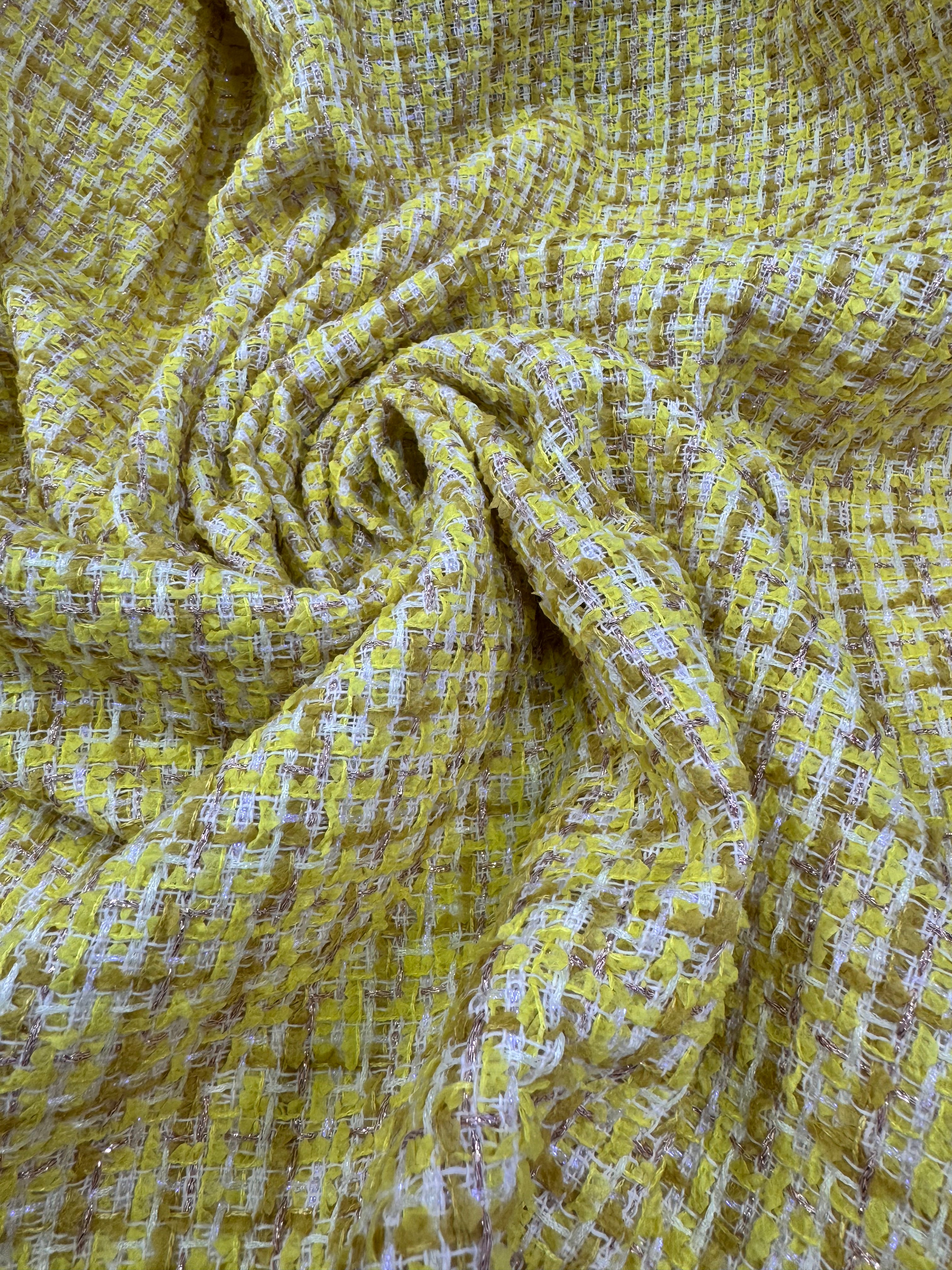 Stofă Tweed cu fir lurex auriu