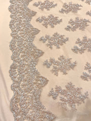 Broderie Pe Tull Crem Cu Margele Somon