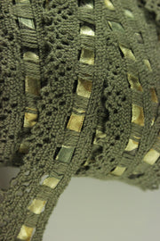 Dantela De Bumbac Cu Satin, 30mm, kaki