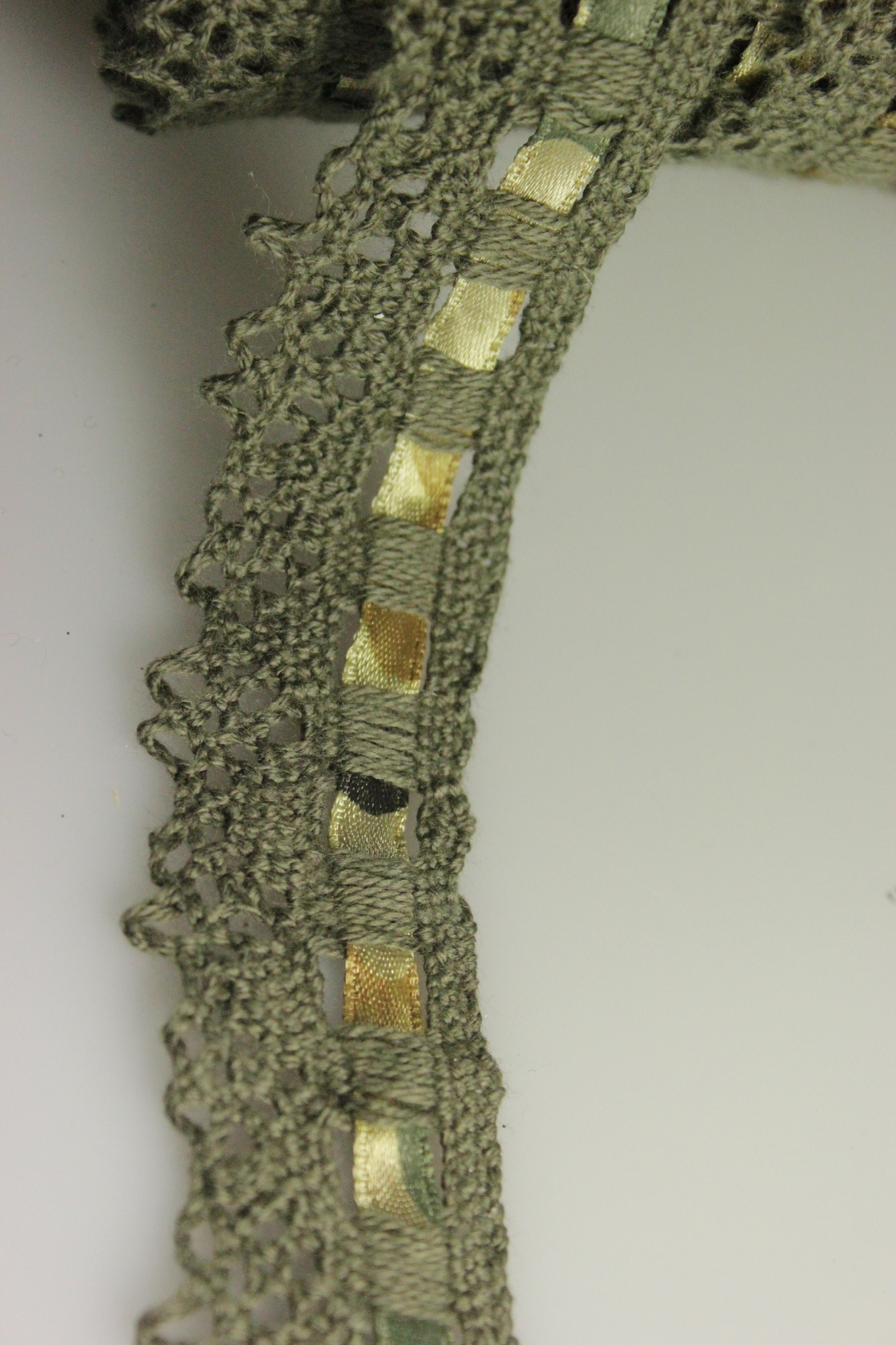 Dantela De Bumbac Cu Satin, 30mm, kaki
