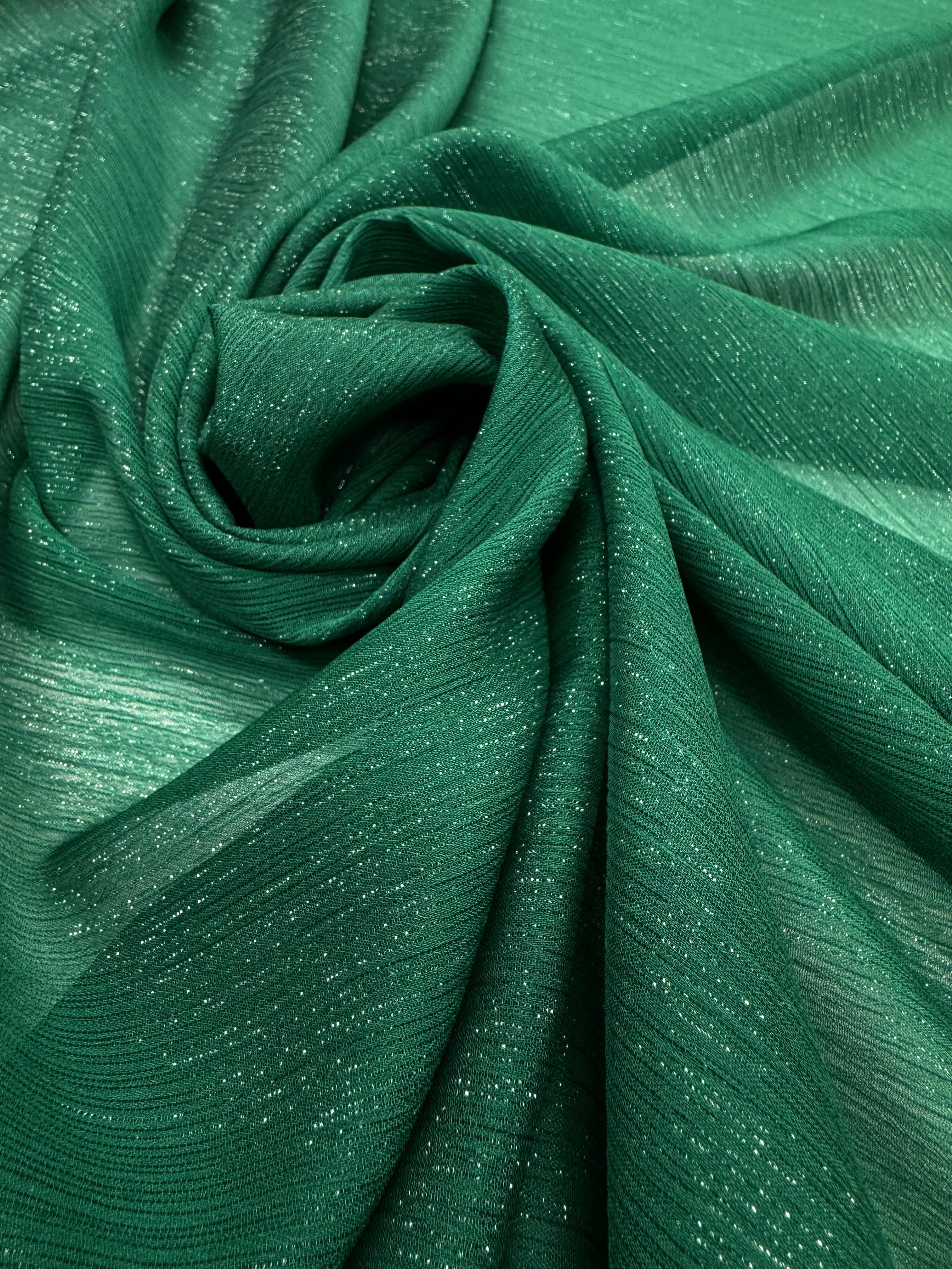 Voal Creponat Cu Fir Lame, Verde