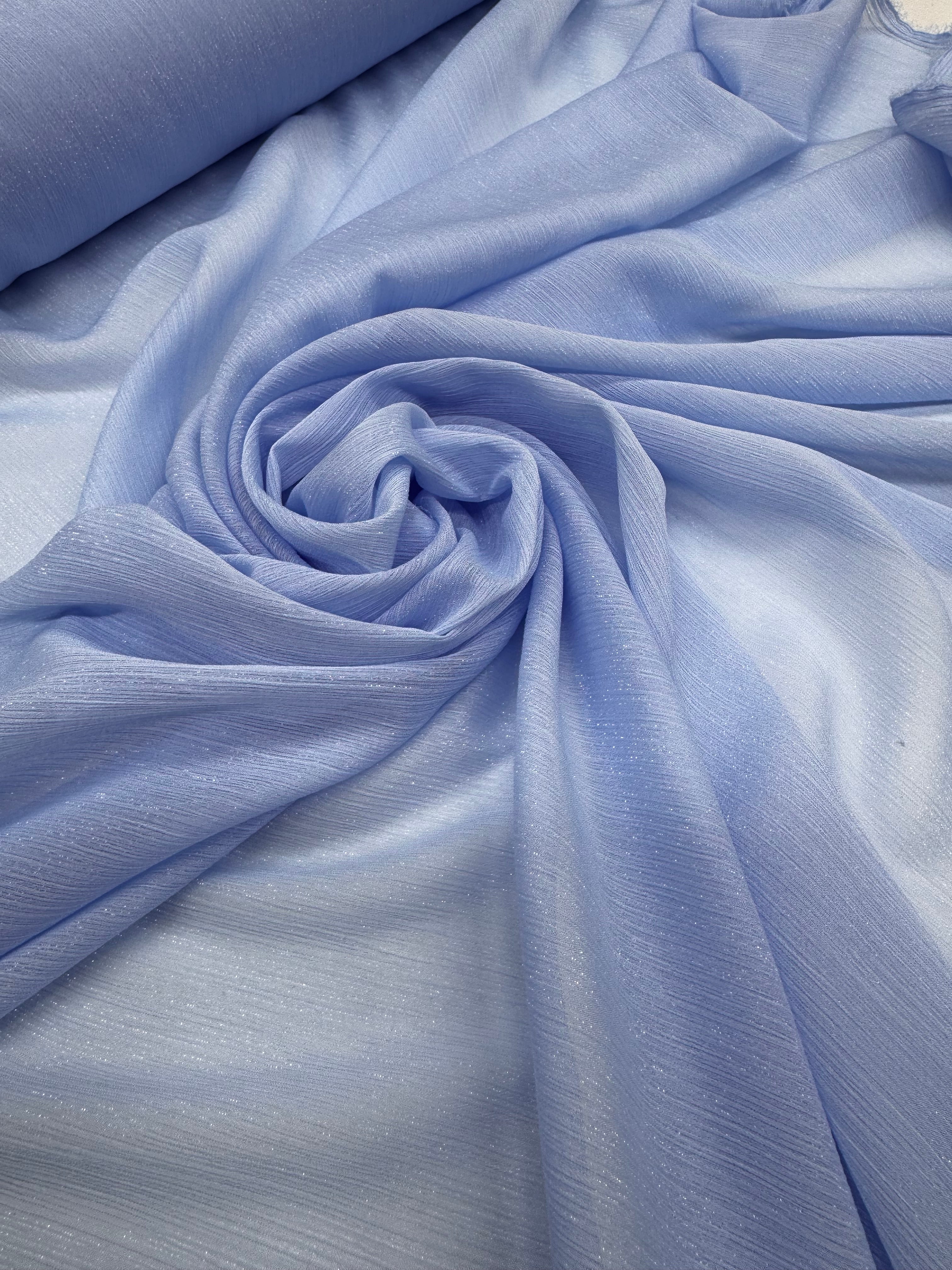 Voal Creponat Cu Fir Lame, Bleu