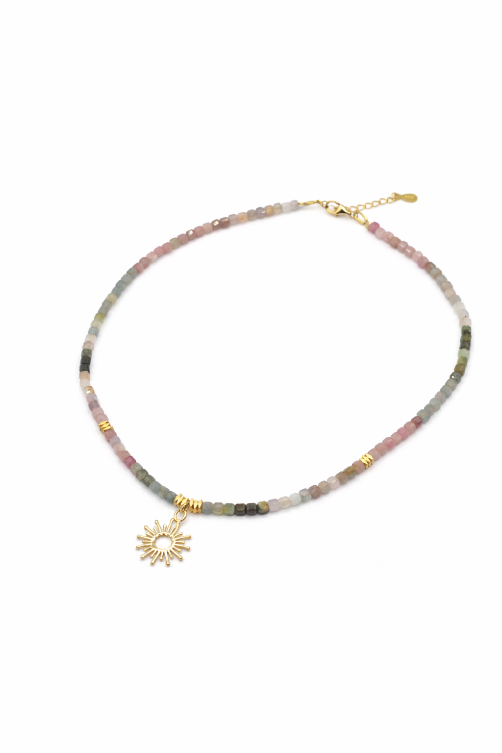 Colier din Turmalină Multicoloră cu Pandantiv Soare
