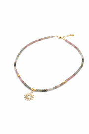 Colier din Turmalină Multicoloră cu Pandantiv Soare