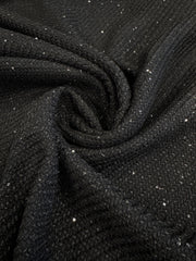 Stofă Tweed Neagră Cu Paiete Fine Negre