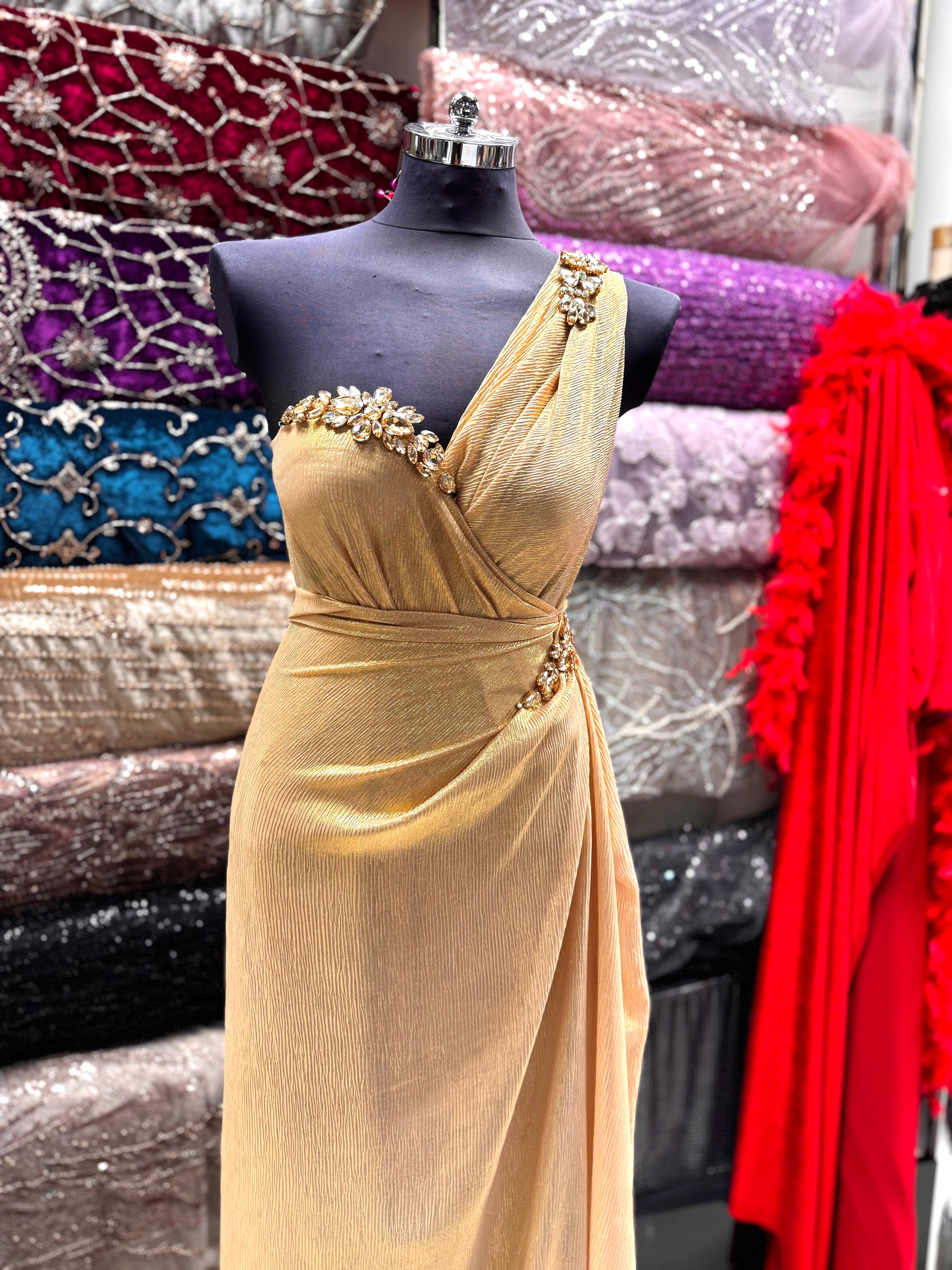 Voal Fin Creponat Metalizat Auriu