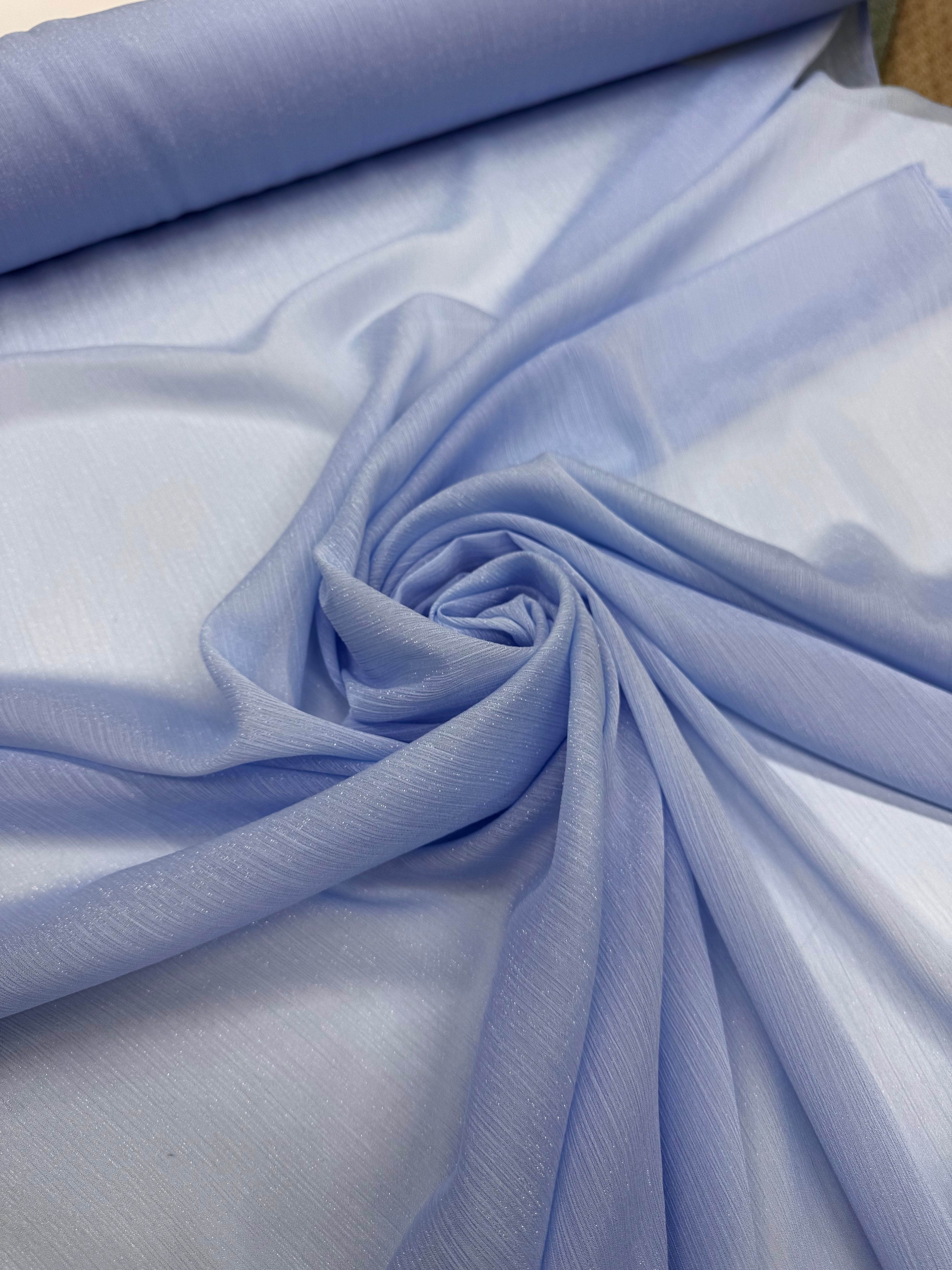 Voal Creponat Cu Fir Lame, Bleu