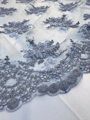 Broderie Pe Tull Bleu Gri