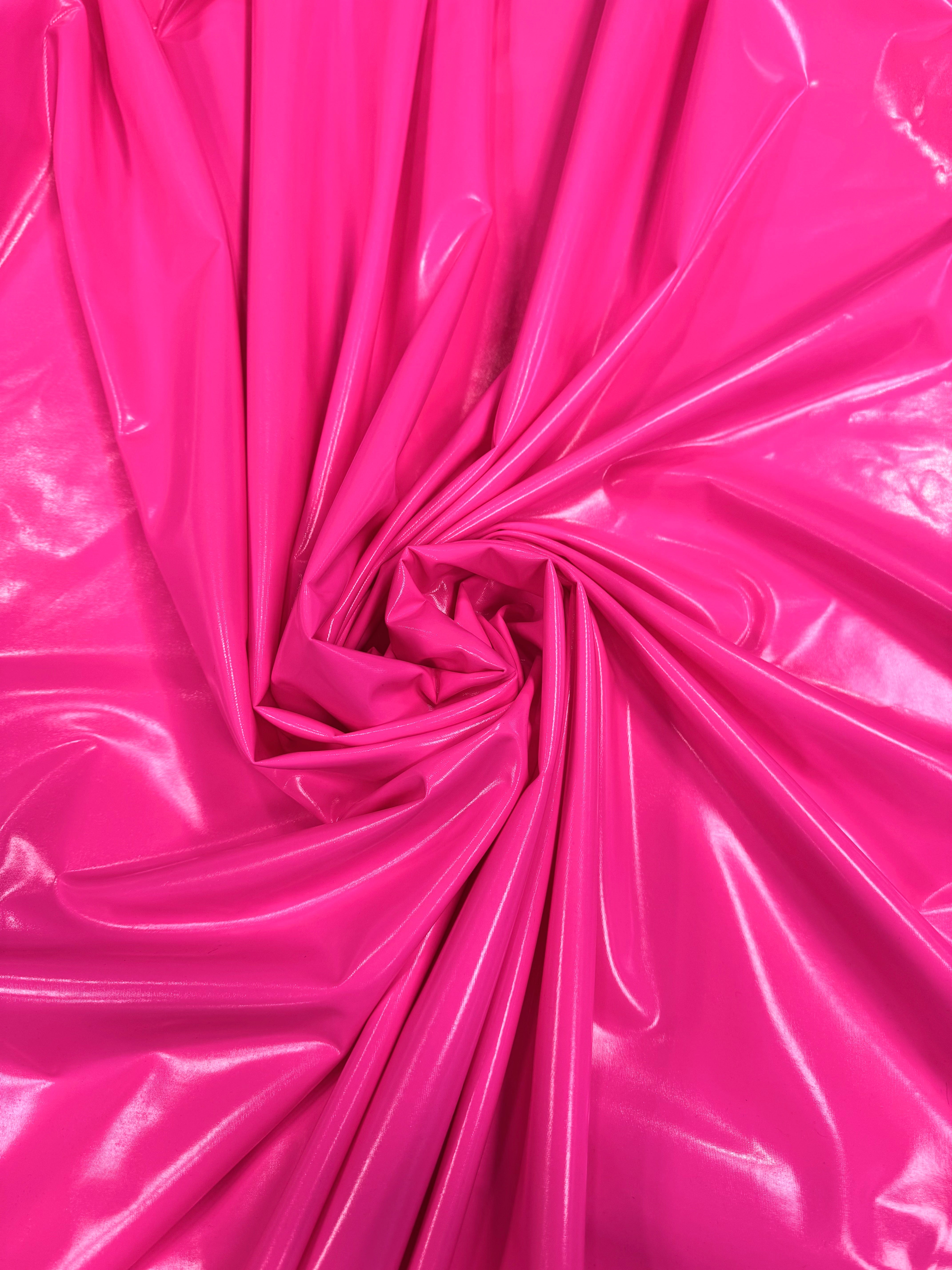 Țesătură latex imitație de piele lăcuită cu elastan - Roz Neon