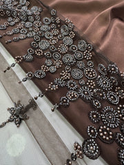 Broderie pe Tull cu margele Maro - Latime 1.30m