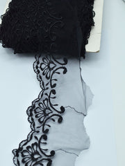 Dantela Din Tull Brodat 8cm, Negru