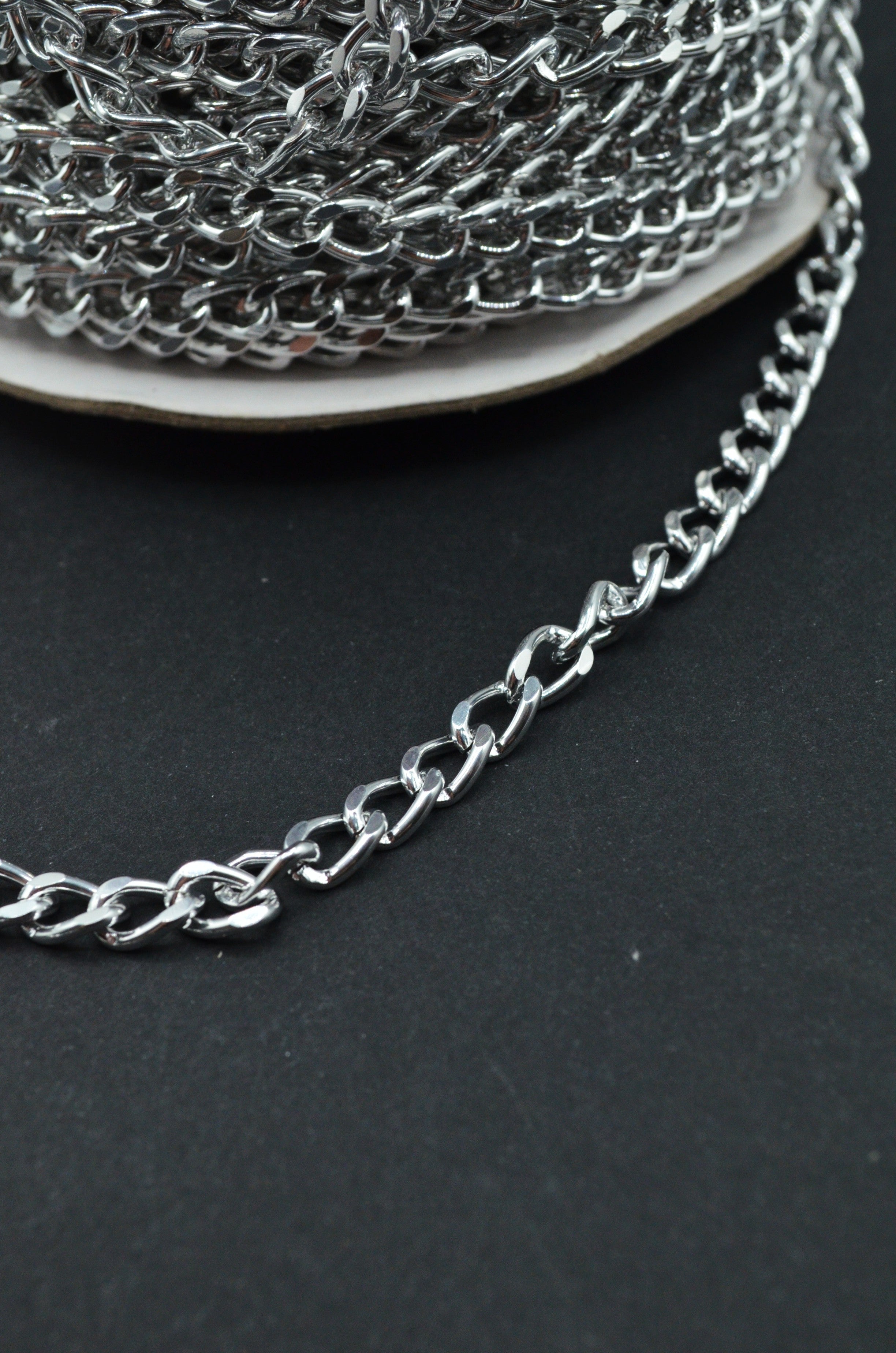Lant Decorativ, 8x6mm, Argintiu