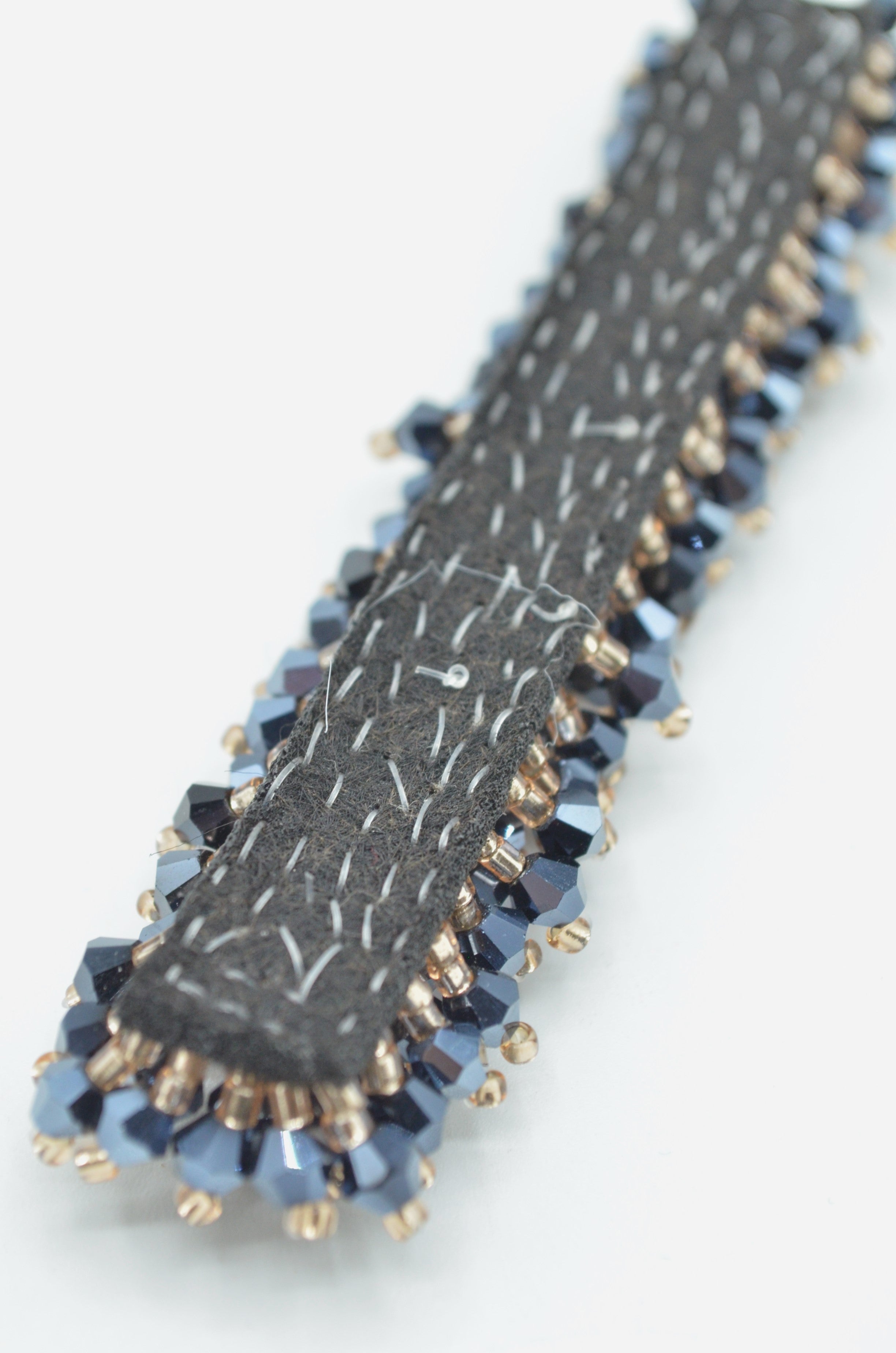 Aplicatie Cu Margele, 90x20mm, Bleumarin