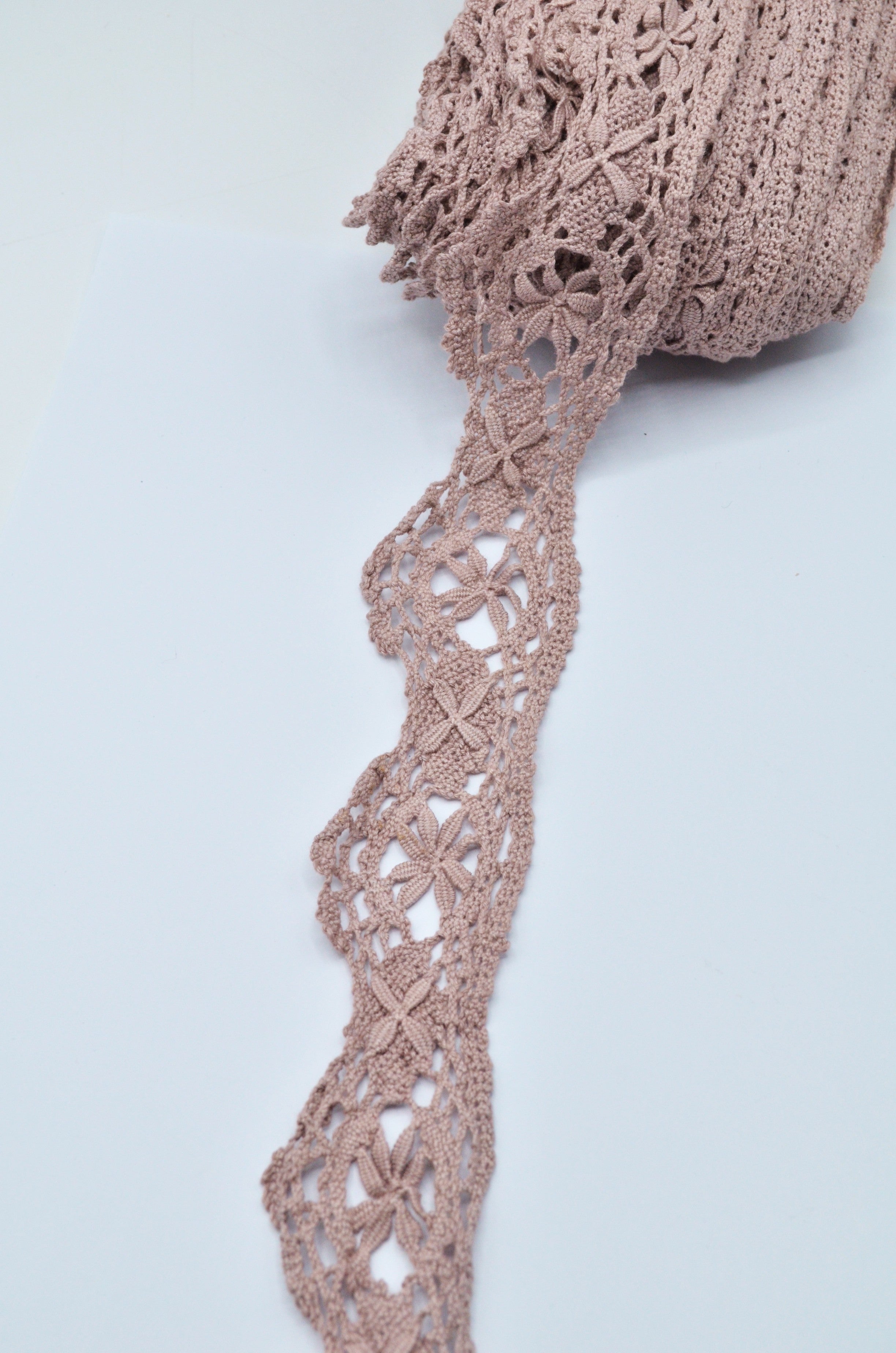 Dantela De Bumbac 5cm, Roz Prafuit