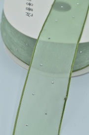 Panglica Organza Cu Strasuri 4cm, Verde