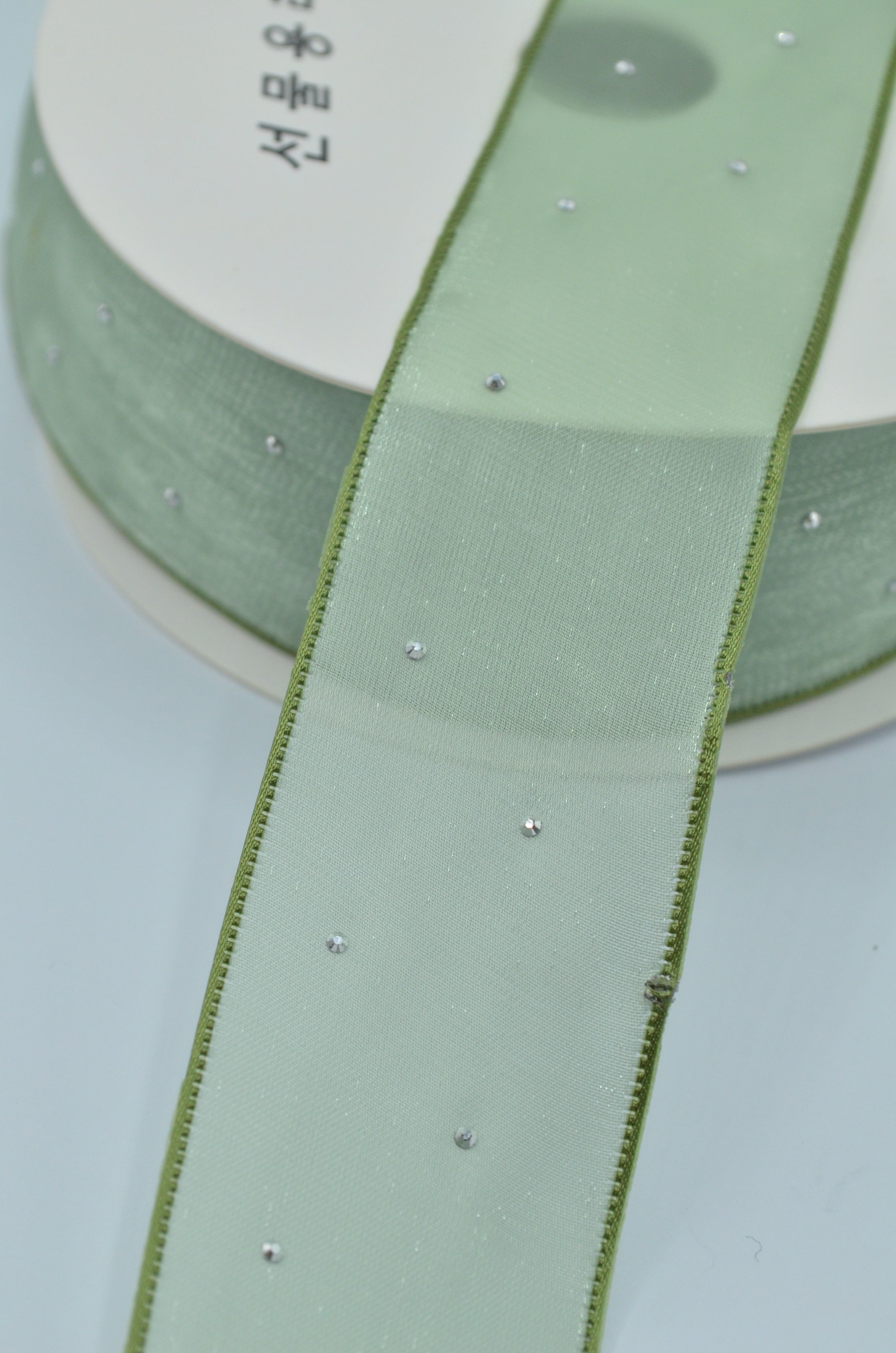 Panglica Organza Cu Strasuri 4cm, Verde