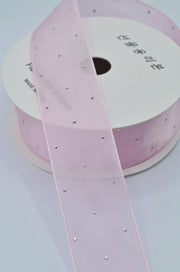 Panglica Organza Cu Strasuri 4cm, Roz